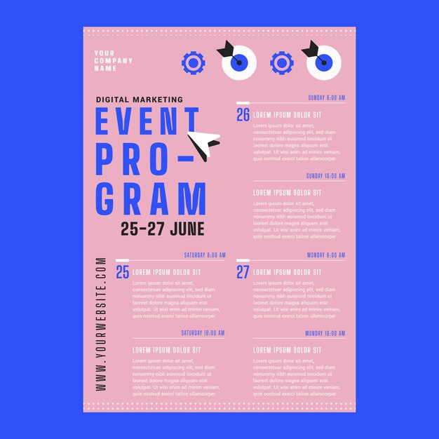 Diseño de calendario de eventos de diseño plano