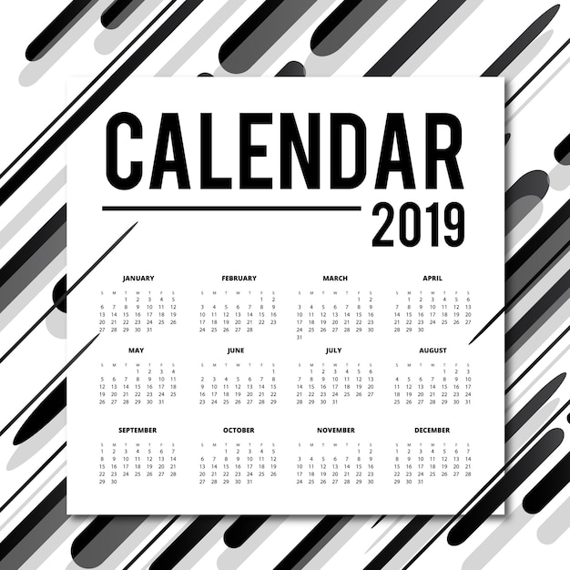 Diseño de calendario Vector 2019