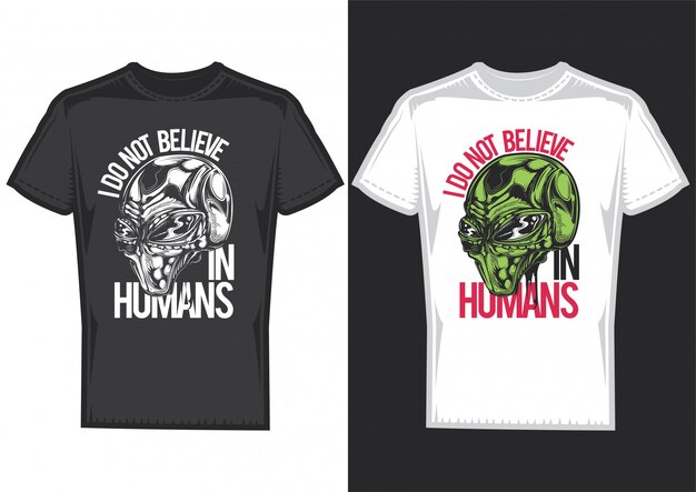 Diseño de camiseta en 2 camisetas con carteles de aleins.