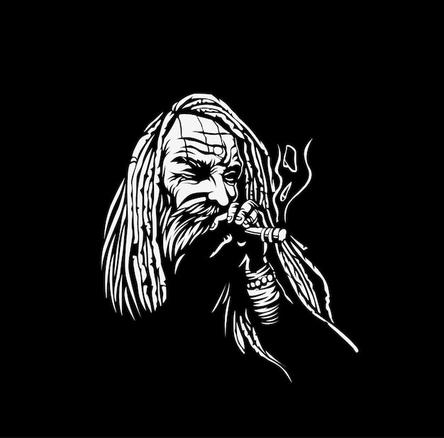 Diseño de camiseta Funky baba - Yogui sosteniendo un porro o un cigarrillo, ilustración vectorial