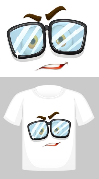 Diseño de camiseta con gráfico de cara con gafas