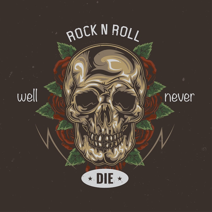 Vector gratuito diseño de camiseta o cartel con ilustración de calavera y flores en el fondo