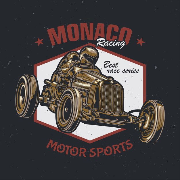 Diseño de camiseta o póster con ilustración de hot rod personalizado. Ilustración dibujada a mano.