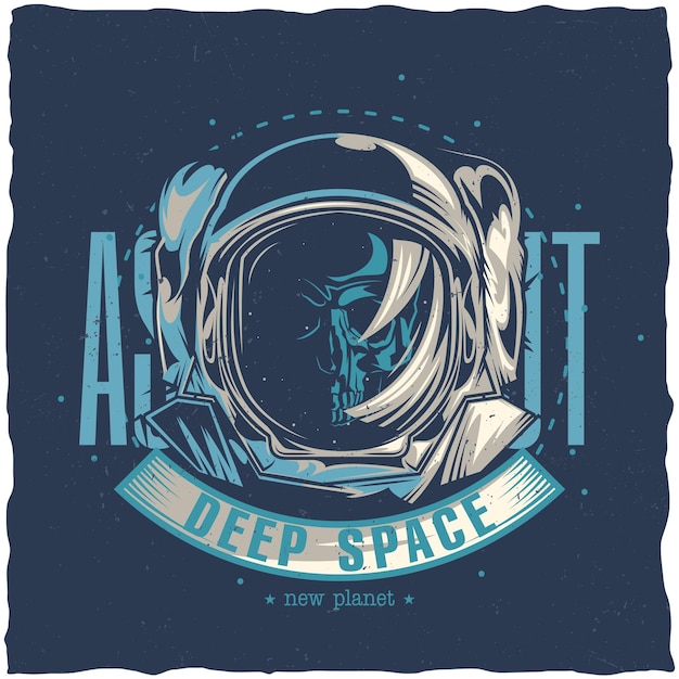 Vector gratuito diseño de camiseta con tema espacial con ilustración de astronauta muerto.