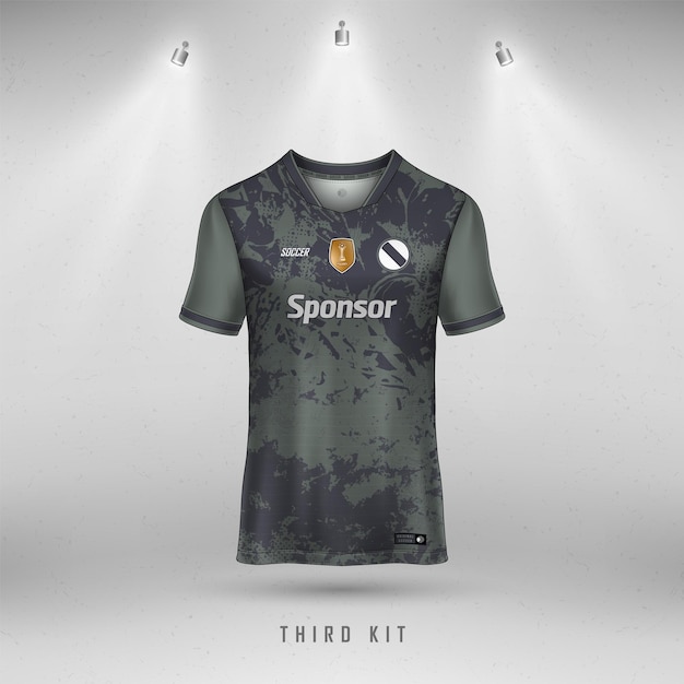 Vector gratuito diseño de camisetas de fútbol para sublimación, diseño de camisetas deportivas.