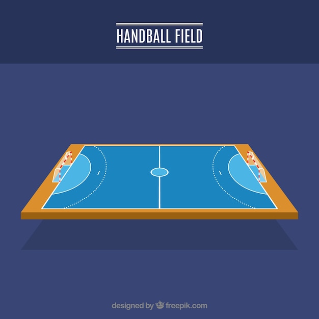 Diseño de campo de balonmano de vista lateral