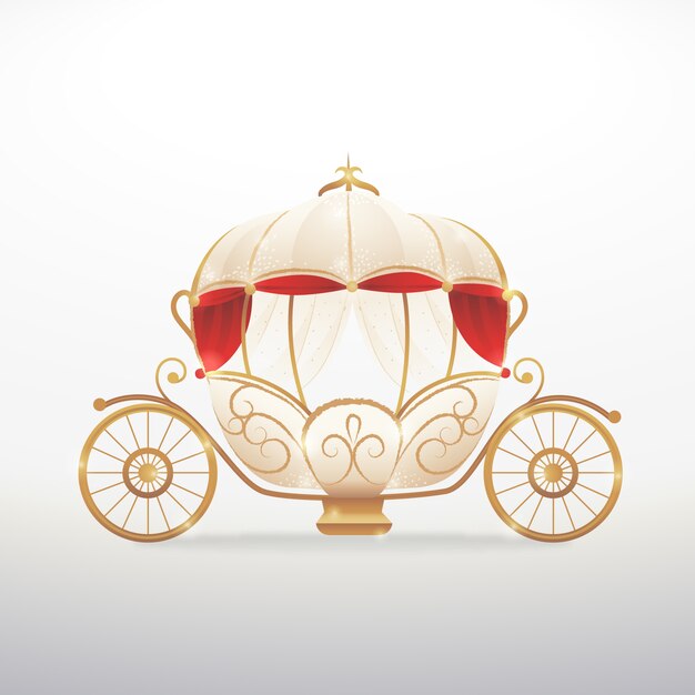 Diseño de carro de cuento de hadas dorado