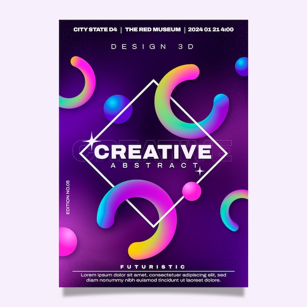 Diseño de cartel abstracto 3d degradado.