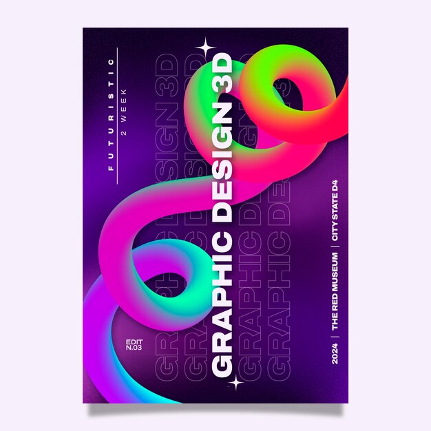 Diseño de cartel abstracto 3d degradado.
