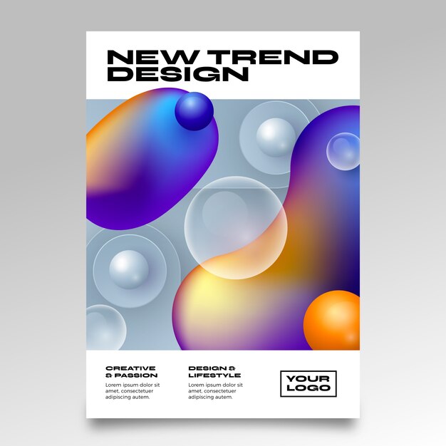Diseño de cartel abstracto 3d degradado.