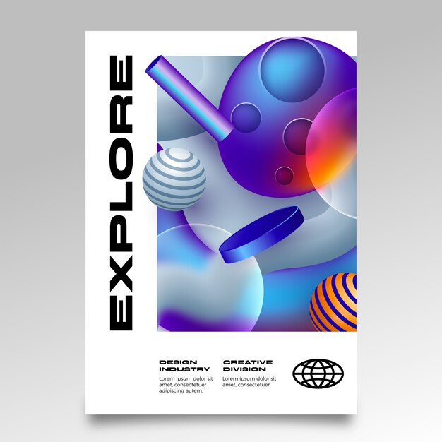 Diseño de cartel abstracto 3d degradado.