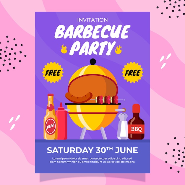 Vector gratuito diseño de cartel de barbacoa de verano dibujado a mano