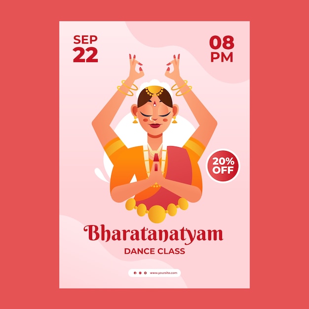 Vector gratuito diseño de cartel de bharathanatyam