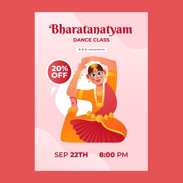 Vector gratuito diseño de cartel de bharathanatyam