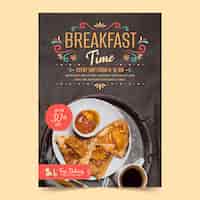 Vector gratuito diseño de cartel de desayuno y brunch dibujado a mano.