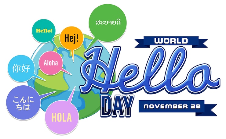 Vector gratuito diseño de cartel del día mundial hola.