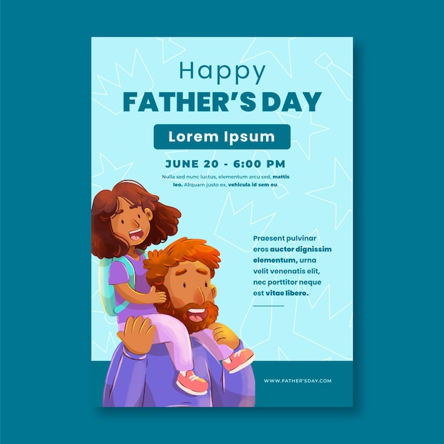 Vector gratuito diseño de cartel del día del padre en acuarela.