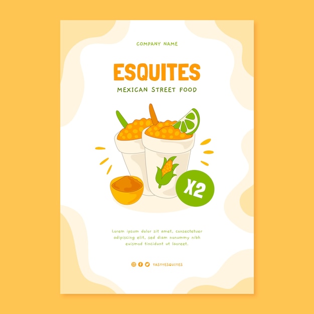 Vector gratuito diseño de cartel de esquites degradado.