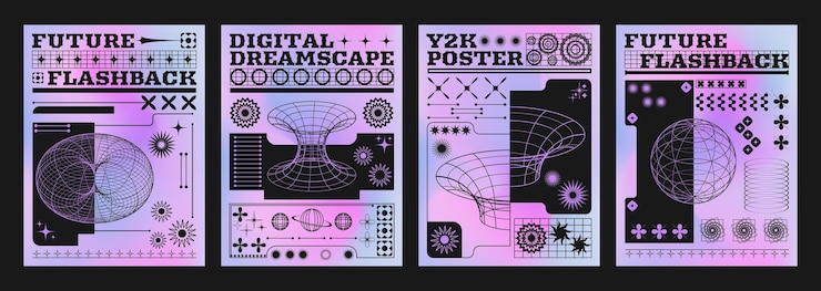 Vector gratuito el diseño del cartel de estilo techno de y2k