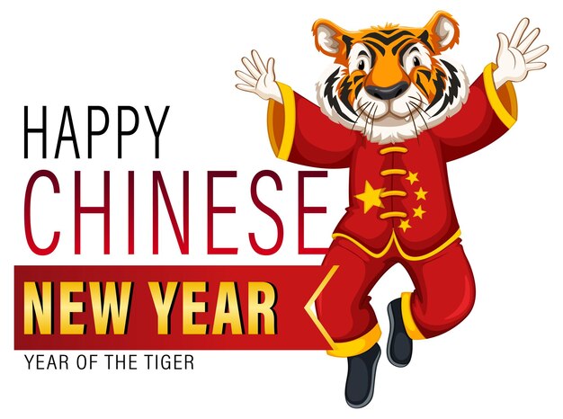 Diseño de cartel de feliz año nuevo chino con tigre