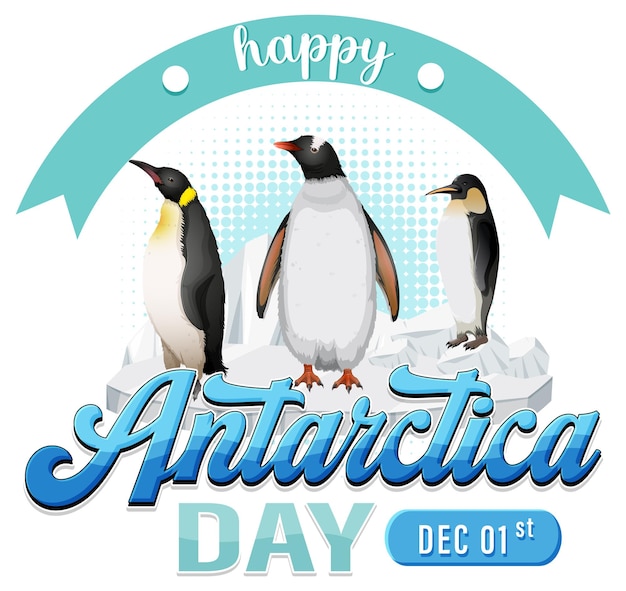Diseño de cartel feliz día de la antártida.