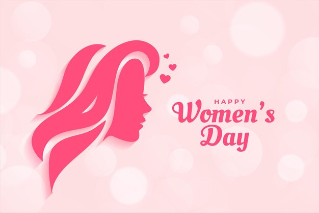 Diseño de cartel de feliz día de la mujer con rostro de mujer