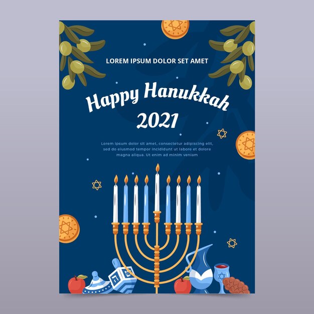 Diseño de cartel de feliz hanukkah