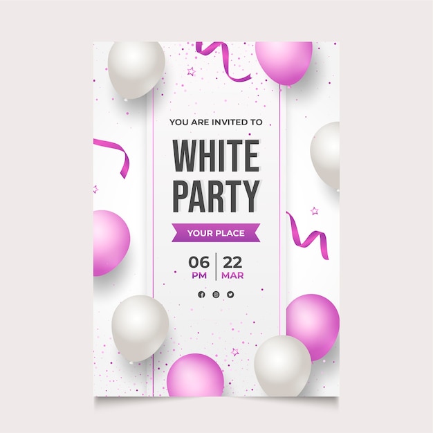 Vector gratuito diseño de cartel de fiesta blanco degradado