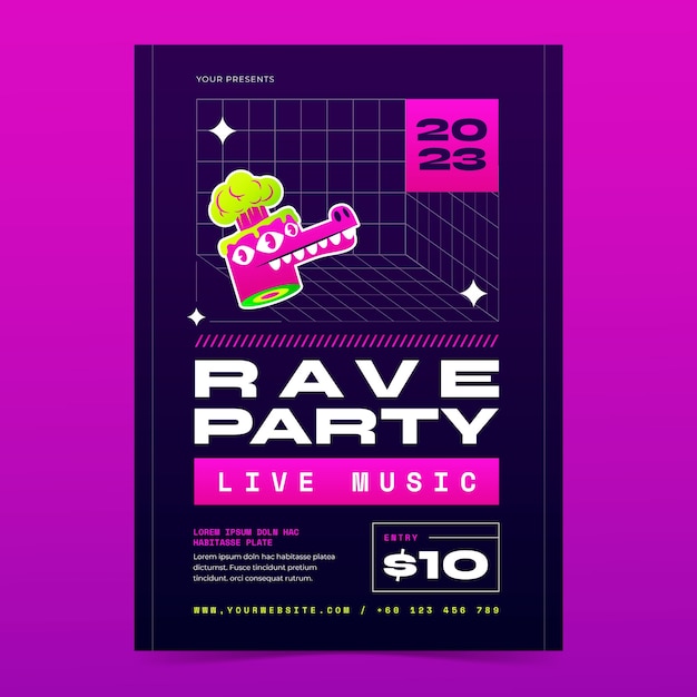 Vector gratuito diseño de cartel de fiesta rave