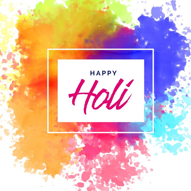 diseño de cartel holi feliz con manchas de colores