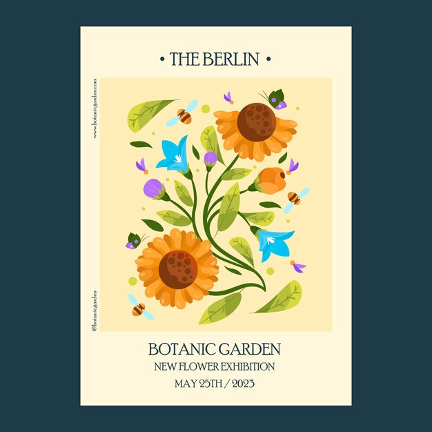 Diseño de cartel de jardín botánico dibujado a mano.