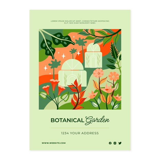 Diseño de cartel de jardín botánico.