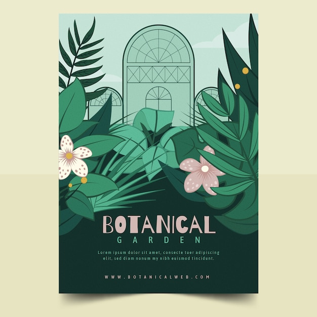 Diseño de cartel de jardín botánico.
