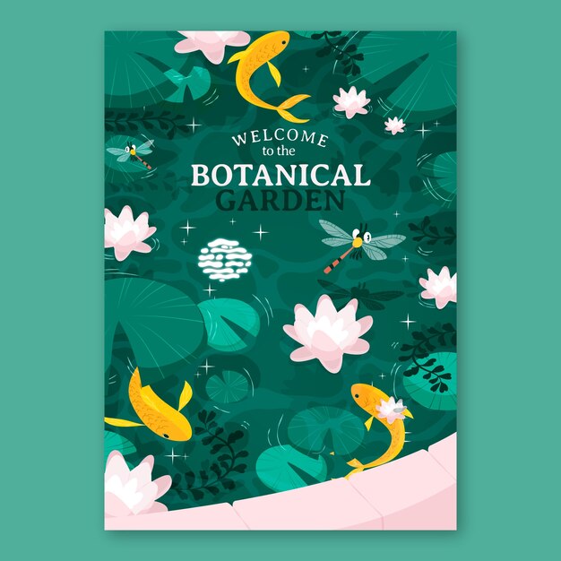 Diseño de cartel de jardín botánico.