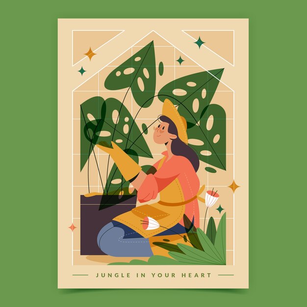 Diseño de cartel de jardín botánico.