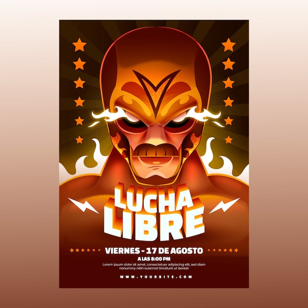 Vector gratuito diseño de cartel de luchador mexicano realista.