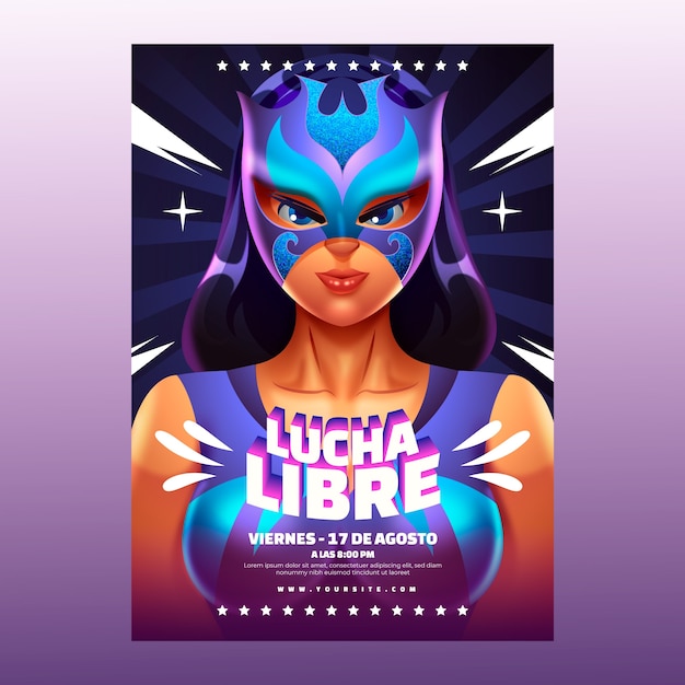 Diseño de cartel de luchador mexicano realista.