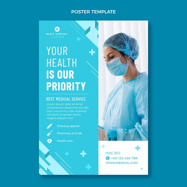Diseño de cartel médico de diseño plano.