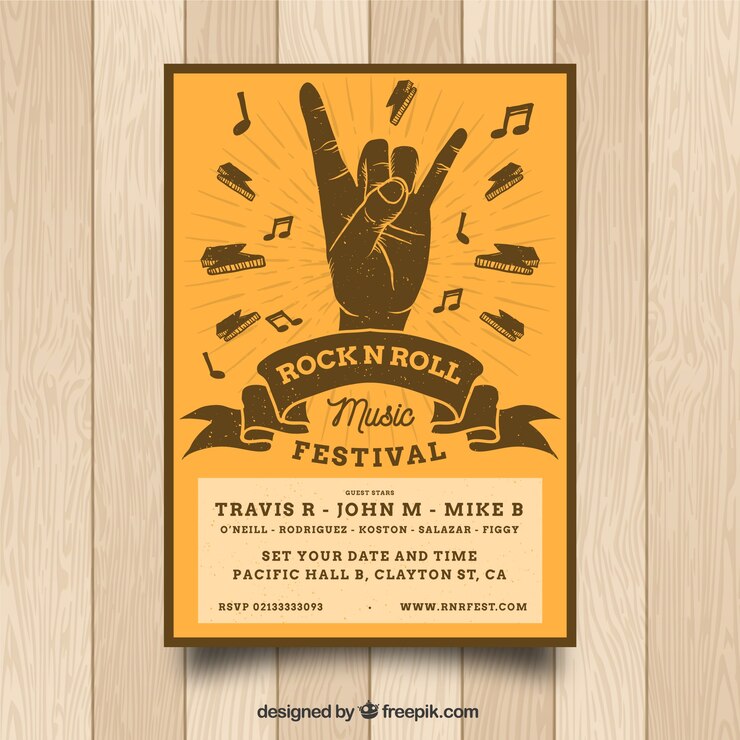 Vector gratuito diseño de cartel de música rock n roll