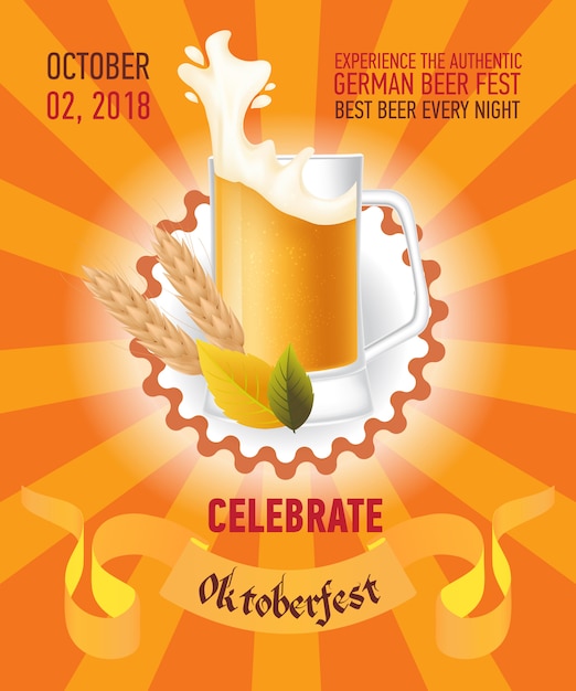 Vector gratuito diseño de cartel naranja festivo de octoberfest