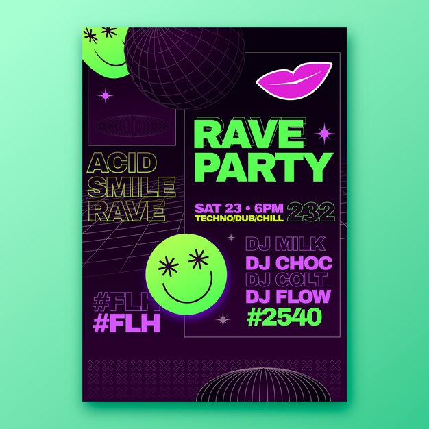 Diseño de cartel rave realista