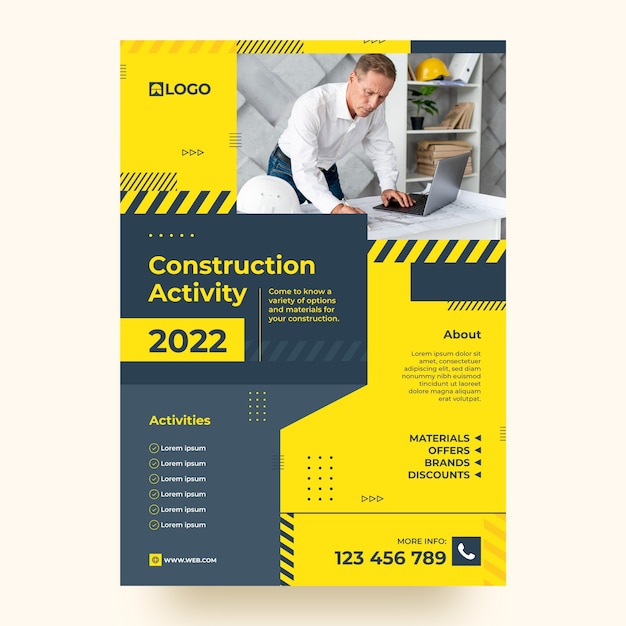 Diseño de cartel de taller de reparación de diseño plano