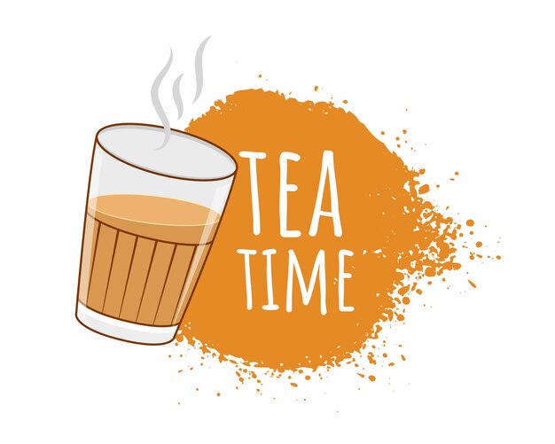 diseño de cartel de un vaso de chai indio o de una hora de té