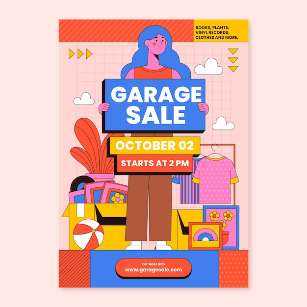 Vector gratuito diseño de cartel de venta de garaje dibujado a mano