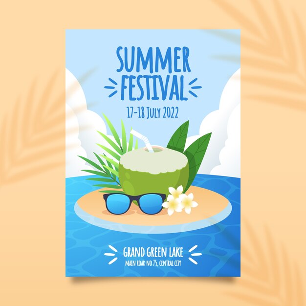 Diseño de cartel de verano dibujado a mano.