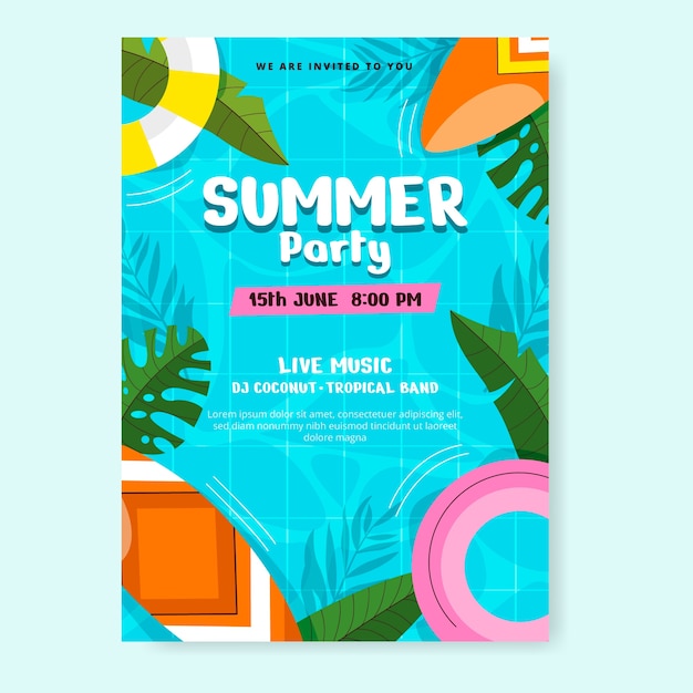 Diseño de cartel de verano dibujado a mano.