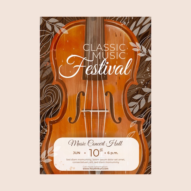 Vector gratuito diseño de carteles de conciertos de orquesta