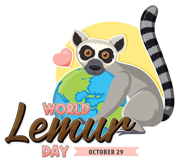 Diseño de carteles del Día Mundial del Lémur