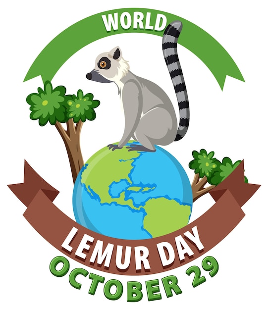Vector gratuito diseño de carteles del día mundial del lémur