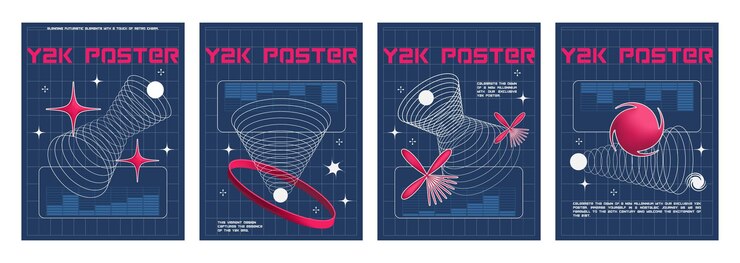 Vector gratuito diseño de carteles en estilo y2k